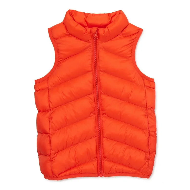 Toddler Orange Puffer Vest with inside pockets sz 3T