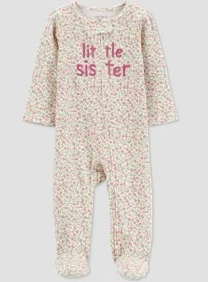 Carter’s Just One You Little Sister 2-way zippy one piece footed long sleeve